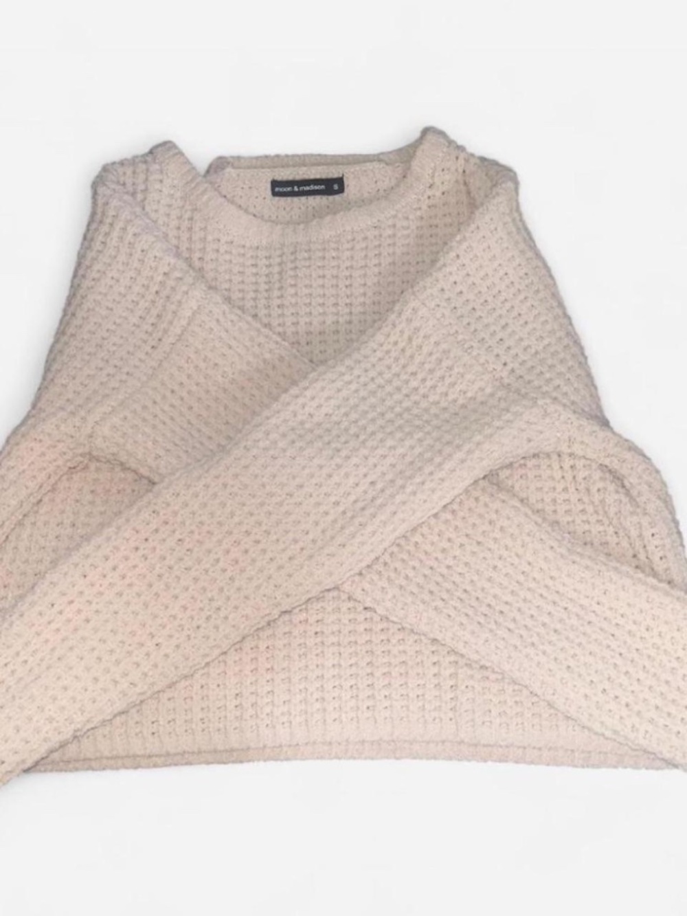 Moon & Madison Cream Plush Waffle Knit Sweater & Shorts Set S
